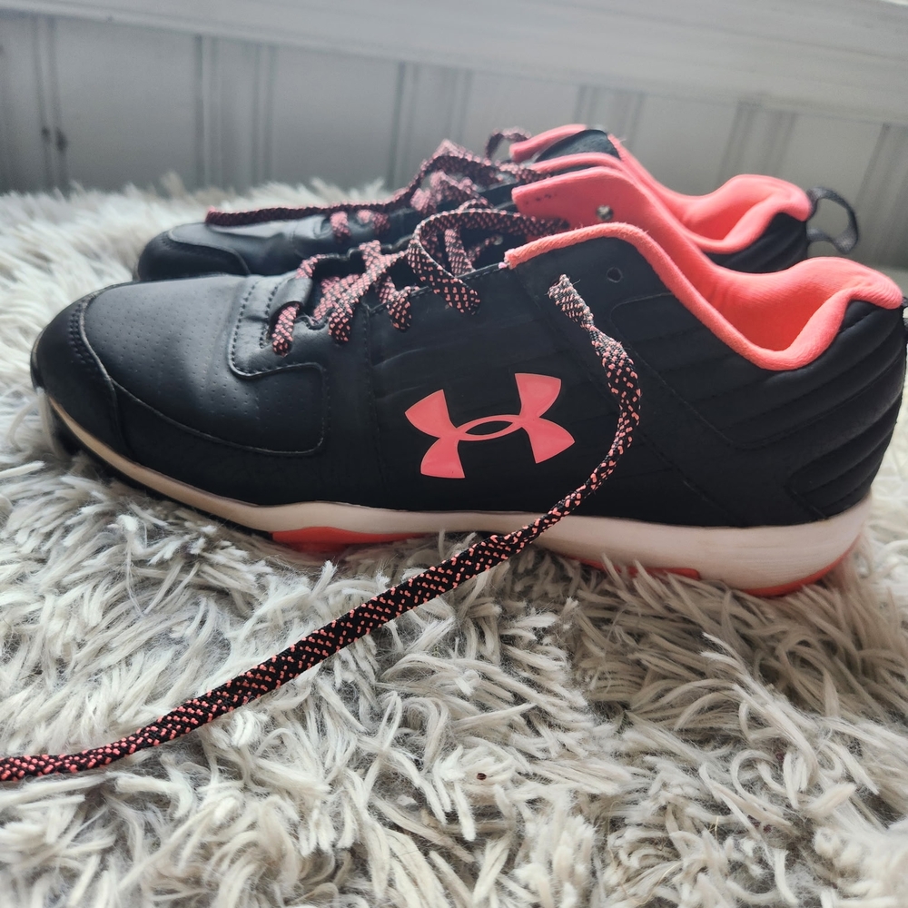 Under Armour Kids Black and Coral Sneakers